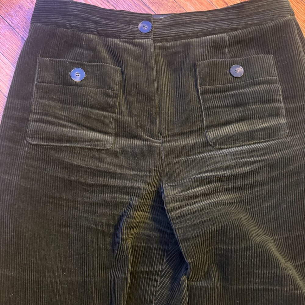 Sezane Dan Trousers Dark Olive - Size 6 - Picture 4 of 11